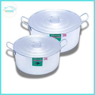 [Kho sỉ] Bộ 2 nồi nhôm size 26cm và 30cm cao cấp bền, đẹp, nồi nhôm dày - Hunghome