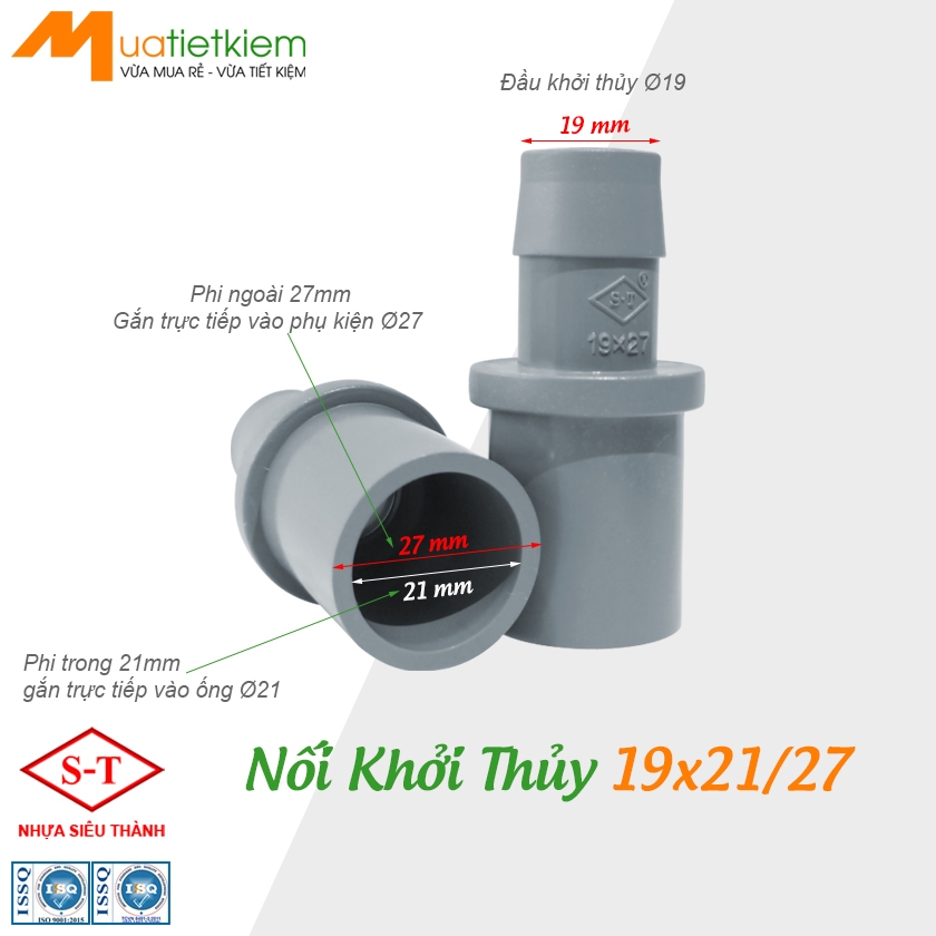 Ø19x21/27 [BÁN SỈ] Nối Khởi Thủy, Ron Khởi Thủy PVC phi 19x21/27, phụ ...