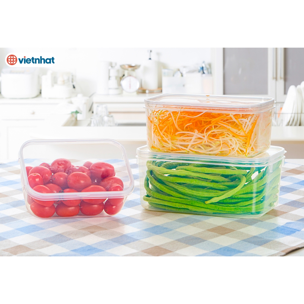 Bộ 5 Hộp Lạnh Bầu Bảo Quản Thực Phẩm, Hộp đựng thực phẩm 5 size Chính Hãng VIỆT NHẬT (Mã 6685)
