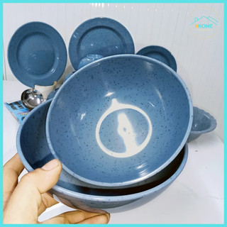 [Kho sỉ]BỘ TÔ CHÉN ĐĨA 26 MÓN MELAMINE MÀU VÂN ĐÁ XANH DƯƠNG LOẠI 1 DÀY CHỐNG NHIỆT 120°C - HungHome