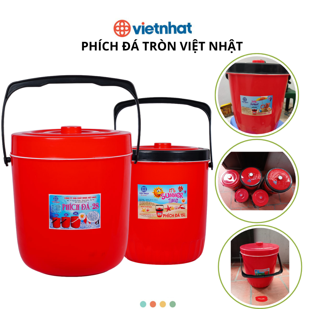 Phích Đá Tròn, Phích đá giữ nhiệt có quai sách nhiều dung tích Chính Hãng VIỆT NHẬT