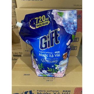 Thùng (4 Túi) Nước Xả Vải Gift Giặt Máy Giặt Tay Hương Nước Hoa Luxury/ Dreamy Túi 3.2kg Lưu Hương 30 Ngày