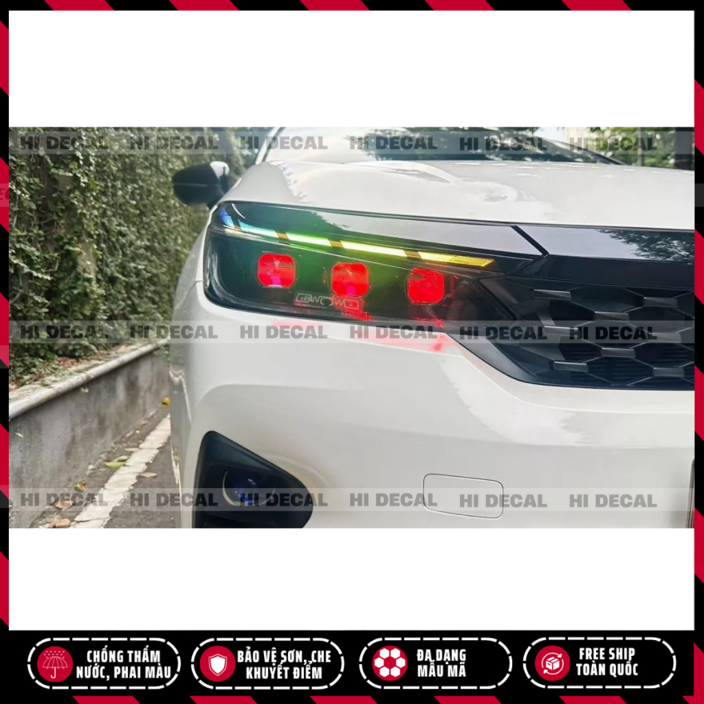 Tem dán đèn City 2022-2026, Tem xe Honda City trang trí xe chống nước, phai màu, chịu nhiệt tốt