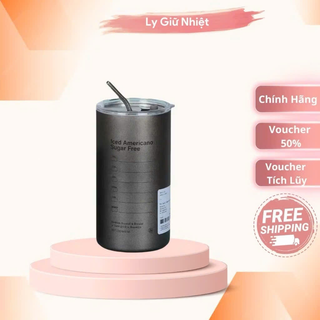 BÌNH NƯỚC LATTE 650ML- Ly Giữ Nhiệt Americano 650ML Inox 304 Kèm Ống Hút- BINHGIUNHIET