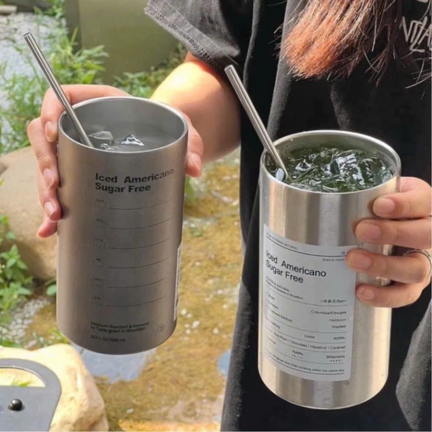 BÌNH NƯỚC LATTE 650ML- Ly Giữ Nhiệt Americano 650ML Inox 304 Kèm Ống Hút- BINHGIUNHIET