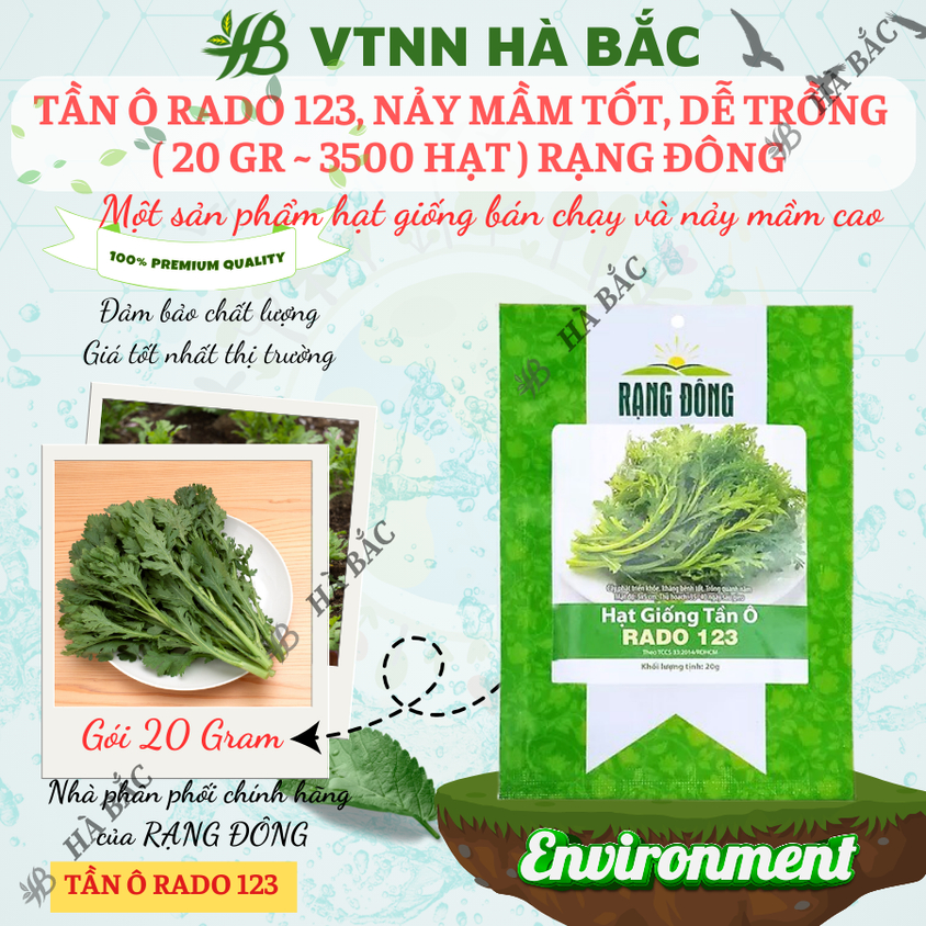 Hạt giống Tần Ô Rado 123 (20gram~3500 hạt) - Rau Cúc Tẻ nảy mầm tốt, ít sâu bệnh, trồng quanh năm