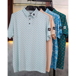 Áo Golf polo họa tiết hình quạt màu tín hồng chất thun lạnh thấm hút mồ hôi , không nhăn, co dãn bốn chiều