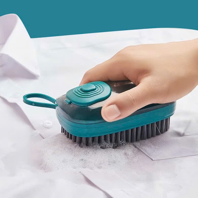 BÀN CHẢI CÓ NGĂN ĐỰNG NƯỚC GIẶT , Bàn chải chà quần áo, giầy, dép, sàn nhà, có ngăn đựng nước giặt tẩy rửa và nút nhấn