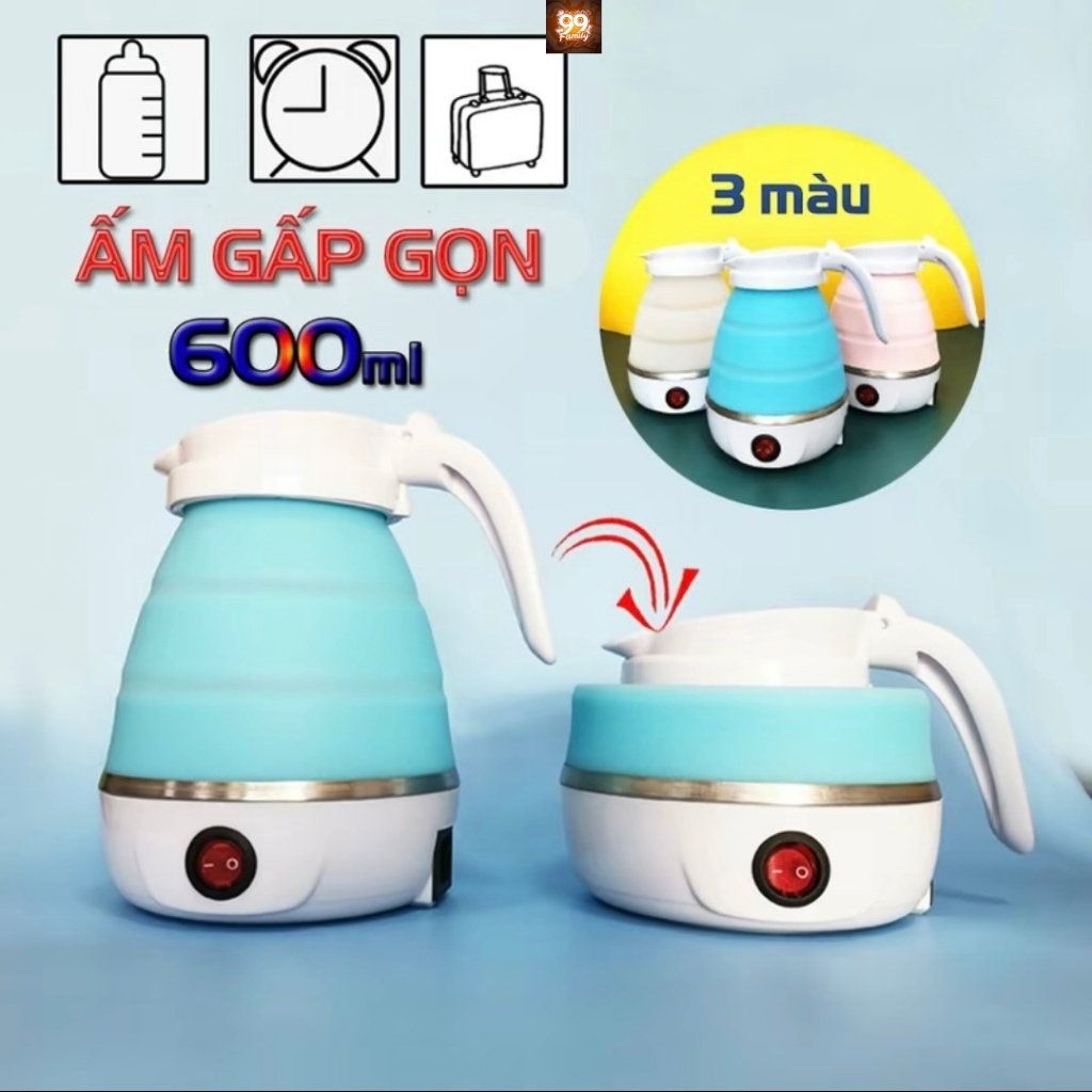 Ấm đun siêu tốc mini gấp gọn du lịch tiện dụng - Bình đun nước mini xếp ...