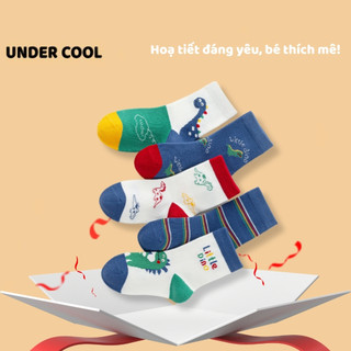 Set 5 Tất Vớ Khủng Long Hoạt Hình Trẻ Em Cotton Unisex UNDERCOOL Tất Khủng Long Cute Cho Bé TC77