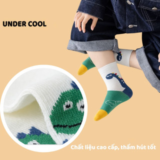 Set 5 Tất Vớ Khủng Long Hoạt Hình Trẻ Em Cotton Unisex UNDERCOOL Tất Khủng Long Cute Cho Bé TC77