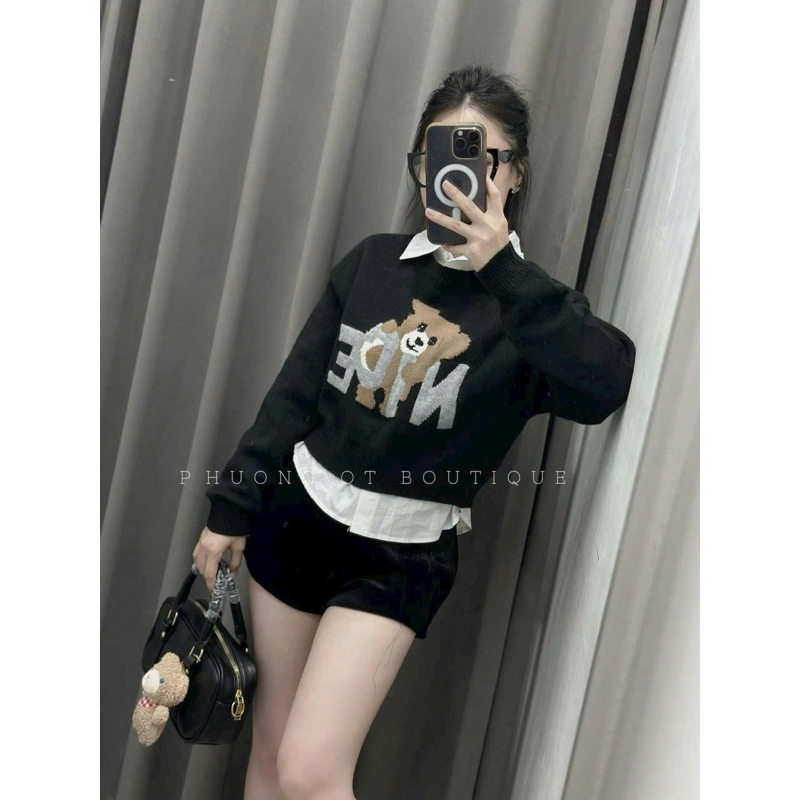 Sét sơmi len gấu 2 chi tiết