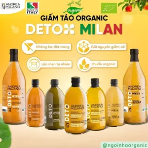 Milano - Giấm táo Detox Hữu Cơ Có Giấm Cái 500ml - cải thiện hệ tiêu hóa, thải độc, tốt cho sức khỏe - Ngôi Nhà Organic