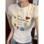 Áo Thun Baby Tee Dáng Croptop Tay Ngắn In Hình Màu Xám Dành Cho Nữ Cổ Tròn Women