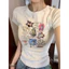 Áo Thun Baby Tee Dáng Croptop Tay Ngắn In Hình Màu Xám Dành Cho Nữ Cổ Tròn Women