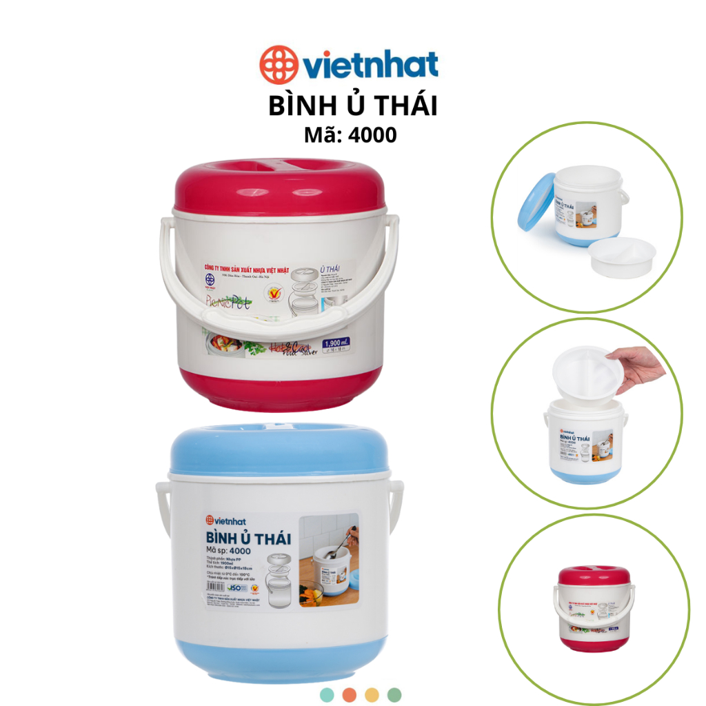 Cặp lồng giữ nhiệt, Bình ủ Thái Chính Hãng VIỆT NHẬT (Mã 4000)