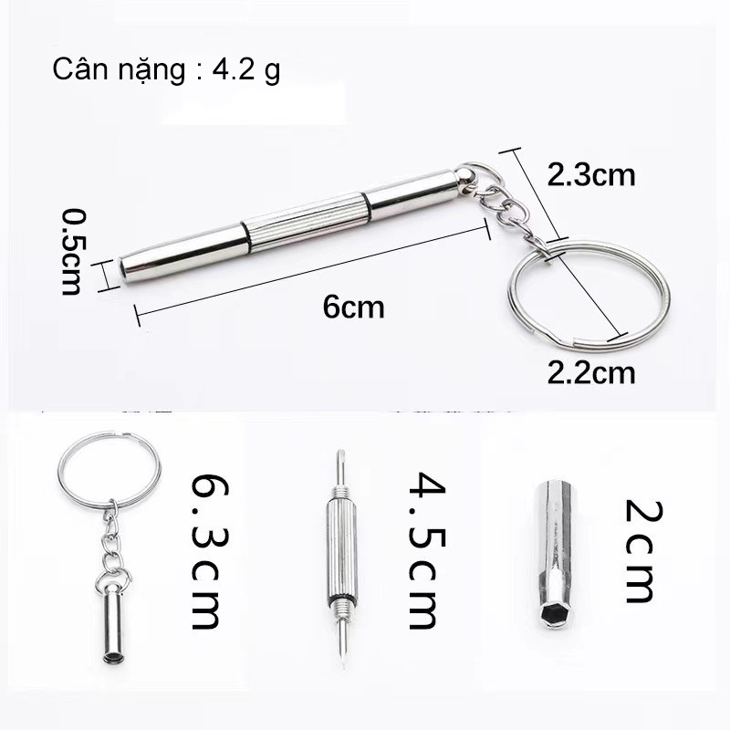 Ảnh Móc vít chìa khóa đa năng vặn ốc AnDu sửa kính mắt 3 đầu đa năng 2