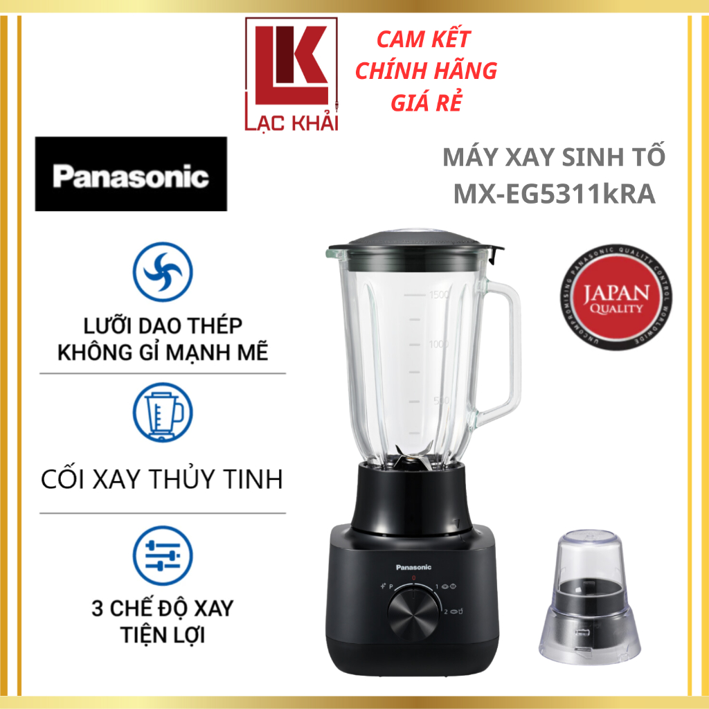 Máy xay sinh tố Panasonic MX-EG5311WRA/KRA - Cối thủy tinh, Lưỡi dao thép không gỉ - Chính hãng
