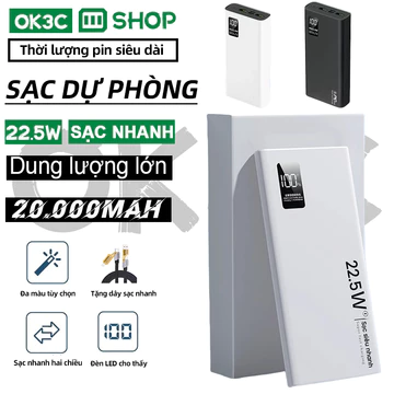 cửa hàng đích thực pin dự phòng 20000mAh chính hãng có màn hình LED,Sạc dự phòng PD22.5w, hỗ trợ sạc nhanh,,sạc sự phòng