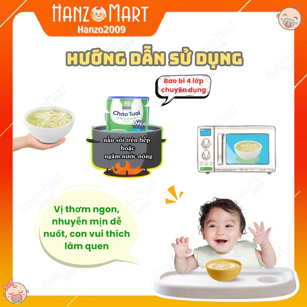 Cháo tươi sg food ăn liền cho bé ăn dặm ngon bổ dưỡng date xa hanzomart