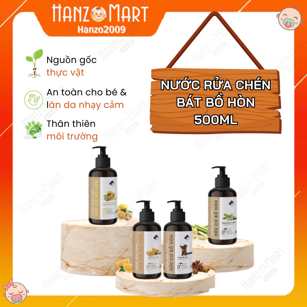 Nước rửa chén hữu cơ bồ hòn Ecocare hương liệu tự nhiên 500ml cho bé