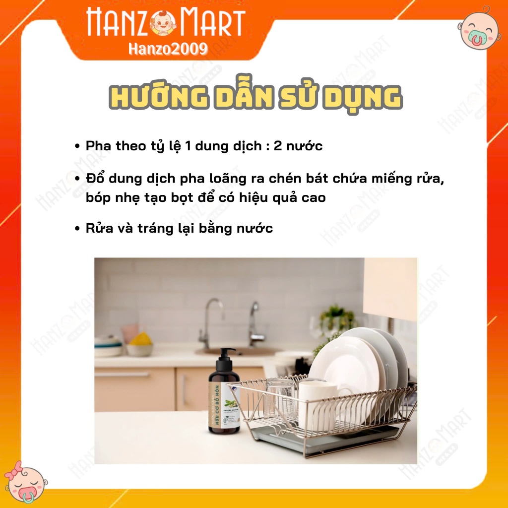 Nước rửa chén hữu cơ bồ hòn Ecocare hương liệu tự nhiên 500ml cho bé