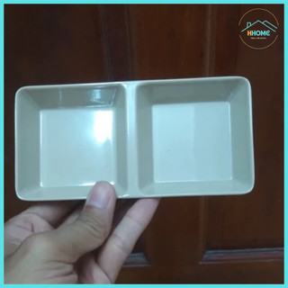 [Kho sỉ] COMBO 5 Chén Đựng Gia Vị Bằng Nhựa Melamine Vuông 2 Ngăn - Hùng Home