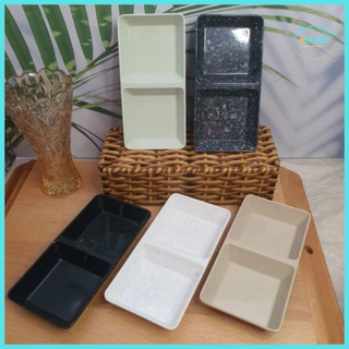 [Kho sỉ] COMBO 5 Chén Đựng Gia Vị Bằng Nhựa Melamine Vuông 2 Ngăn - Hùng Home
