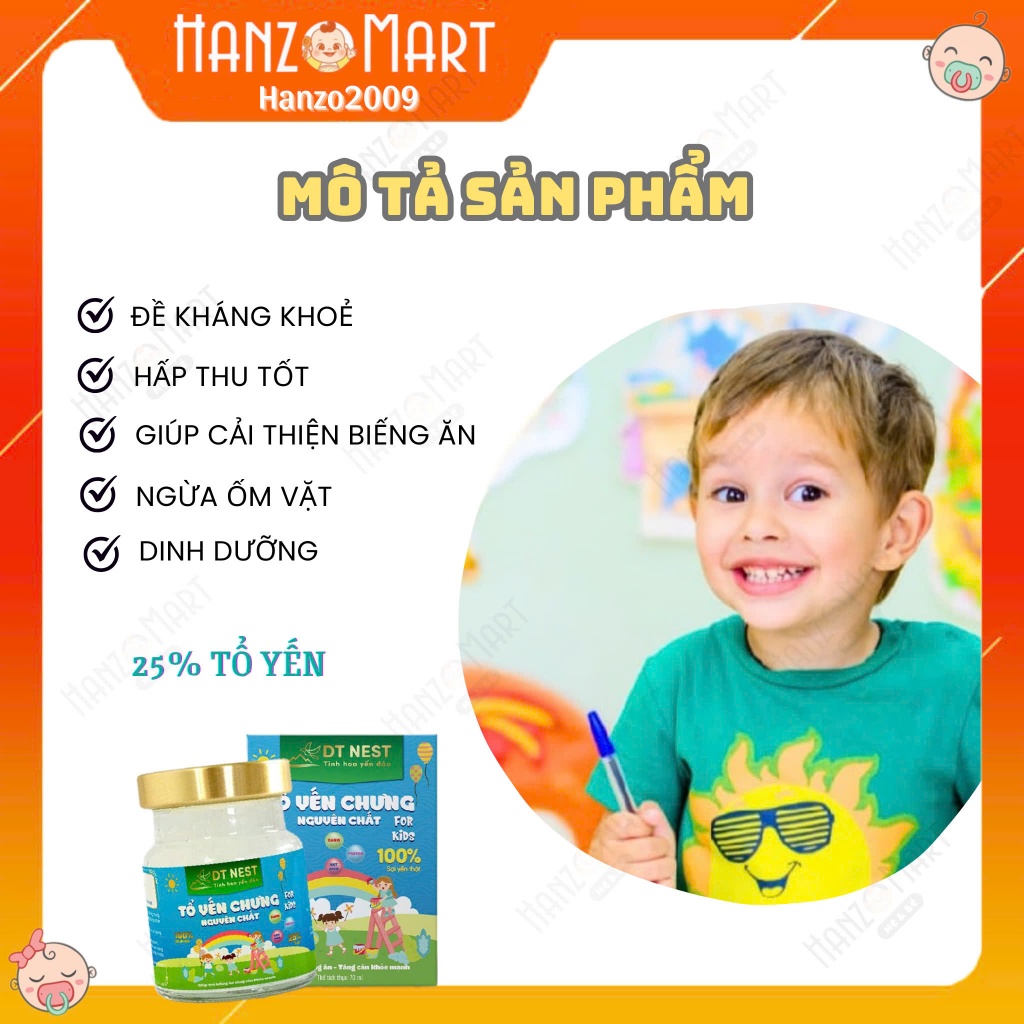 Yến chưng cho bé với 25% yến nguyên chất Dt Nest Khánh Hòa 70ml từ 100% sợi yến thật hanzomart