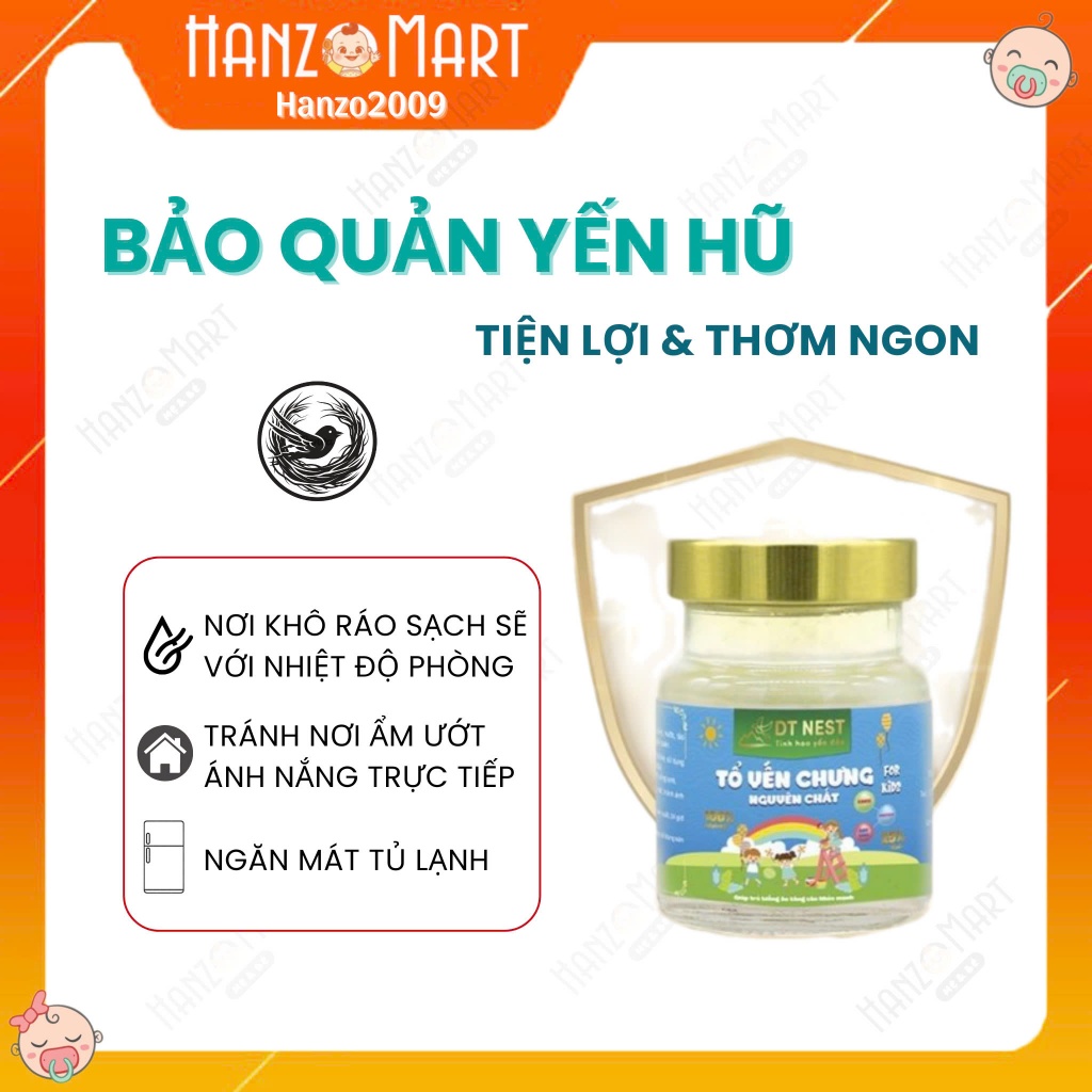 Yến chưng cho bé với 25% yến nguyên chất Dt Nest Khánh Hòa 70ml từ 100% sợi yến thật hanzomart