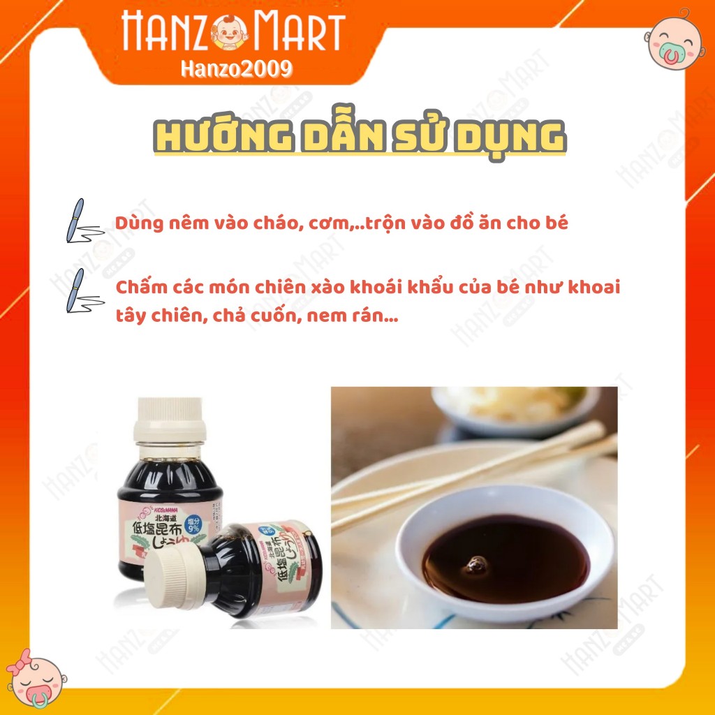 Nước tương tách muối cho bé ăn dặm tảo bẹ Kids & Mama Nhật Bản 100ml - hanzomart