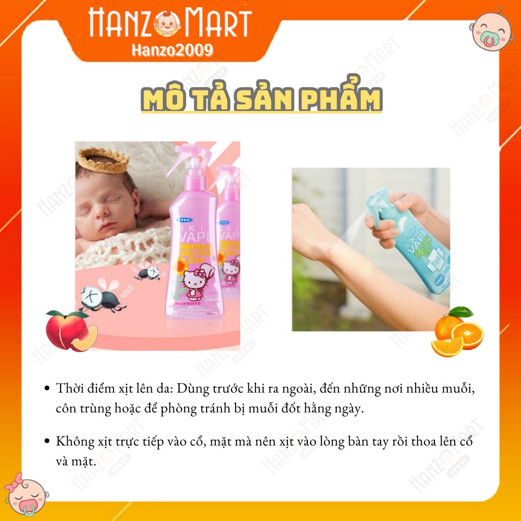 Xịt chống muỗi và côn trùng Skin Vape Nhật Bản 200ml 🌸 Chống muỗi cho bé và người lớn - hanzo2009