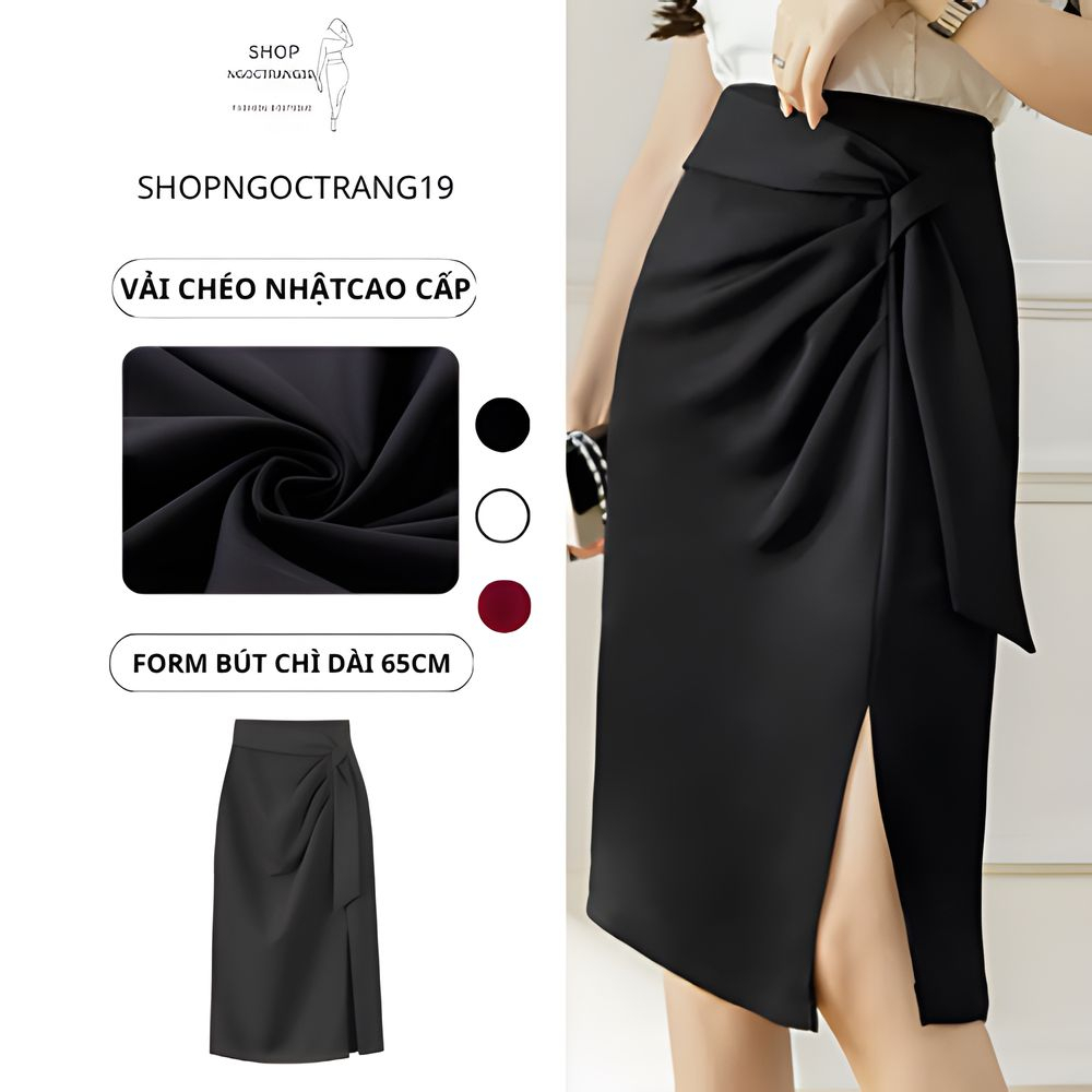Váy Xẻ Tà Có Nếp Gấp Không Đều SHOPNGOCTRANG19 Cho Phụ Nữ Mùa Thu Đông Phong Cách CV01