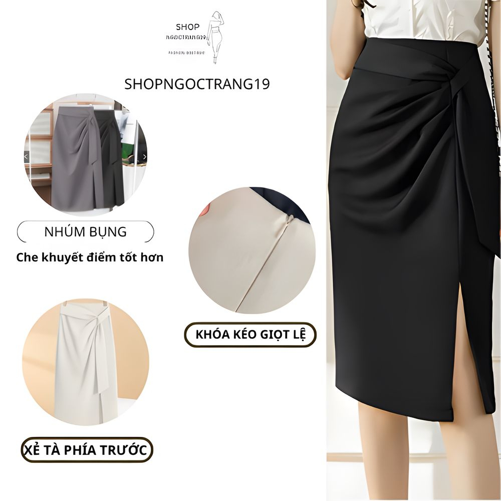 Váy Xẻ Tà Có Nếp Gấp Không Đều SHOPNGOCTRANG19 Cho Phụ Nữ Mùa Thu Đông Phong Cách CV01