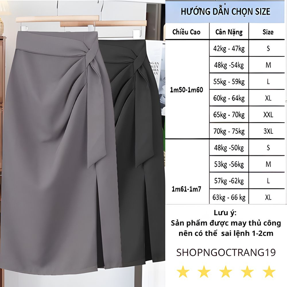 Váy Xẻ Tà Có Nếp Gấp Không Đều SHOPNGOCTRANG19 Cho Phụ Nữ Mùa Thu Đông Phong Cách CV01