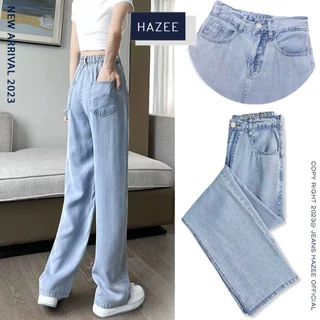 Quần Jeans lưng thun HAZEE thiết kế 2in1 (Khóa + Chun) chất liệu mềm mịn co giãn quần ống rộng
