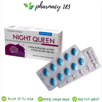 Night Queen hỗ trợ dưỡng tâm, an thần, dễ ngủ hộp 30 viên