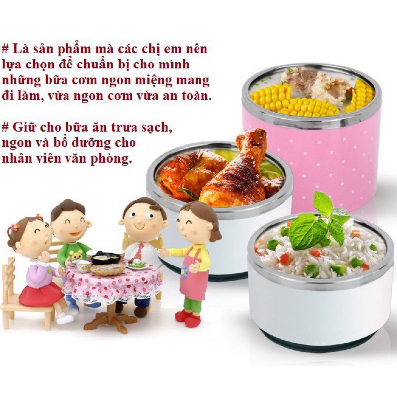 Hộp đựng cơm giữ nhiệt ionx 1 tầng 2 tầng,cặp lồng đựng cơm giữ nhiệt ruột inox Chất liệu inox 304 cao cấp, an toàn