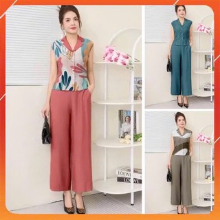 Set Đồ Nữ Công Sở, Set Bộ Sang Chảnh, Cổ Vest, Thời Trang Trung Niên CT4