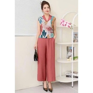 Set Đồ Nữ Công Sở, Set Bộ Sang Chảnh, Cổ Vest, Thời Trang Trung Niên CT4