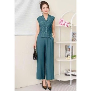 Set Đồ Nữ Công Sở, Set Bộ Sang Chảnh, Cổ Vest, Thời Trang Trung Niên CT4