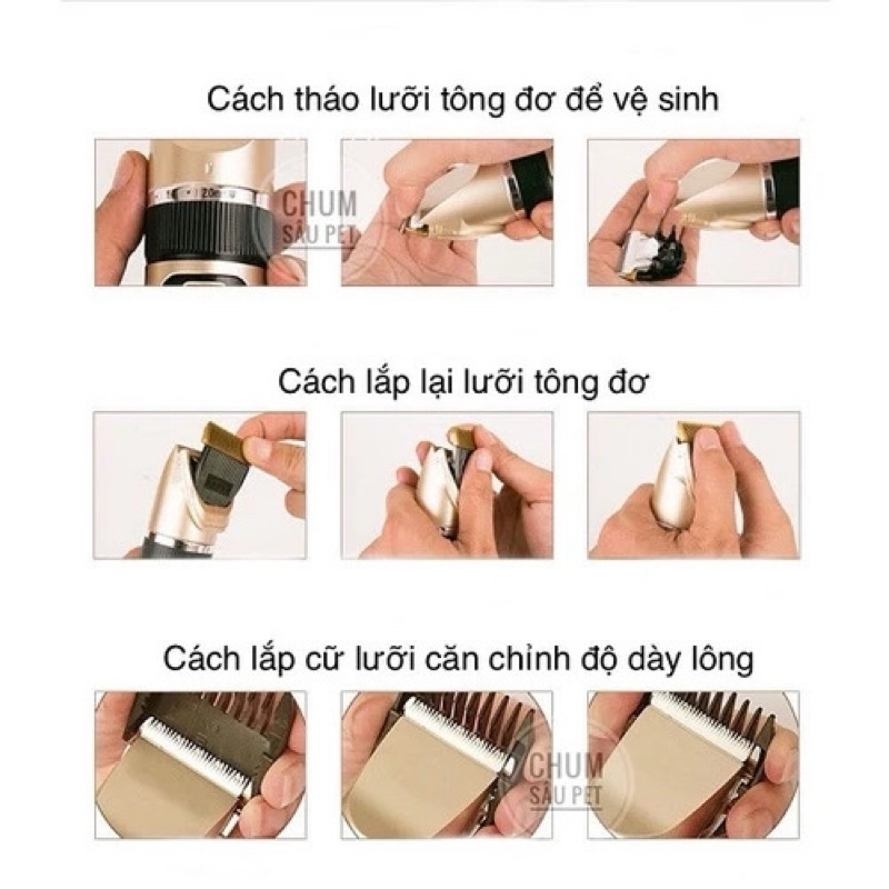 Tông đơ cắt lông cho chó mèo cao cấp Clipper đầy đủ phụ kiện