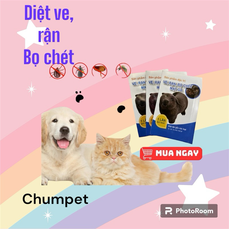 Gói tắm ve, ghẻ, rận, rệp, bọ chét, mạt gà … an toàn cho chó mèo