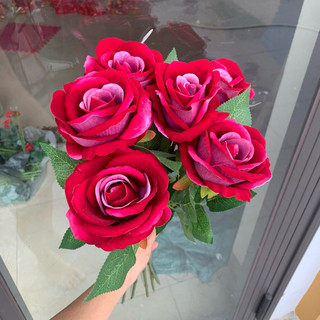 combo 5  cành hồng nhung đỏ 1bông 💥hàng nhập cao cấp💥