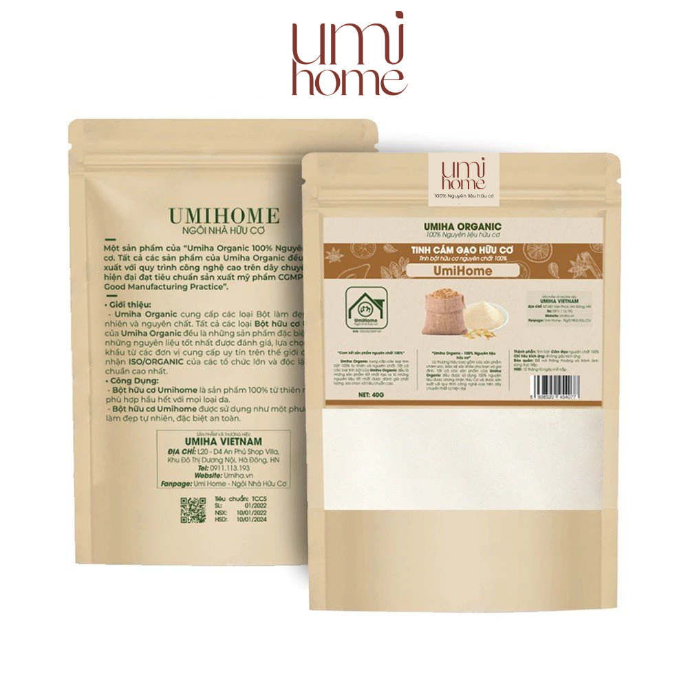 Ảnh Tinh Cám Gạo đắp mặt hữu cơ UMIHOME nguyên chất 40g tắm trắng body và tẩy tế bào chết hiệu quả 2