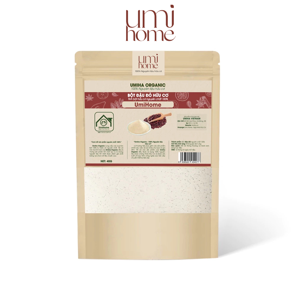 Ảnh Bột Đậu Đỏ hữu cơ UMIHOME nguyên chất 40g dùng dưỡng trắng toàn thân, đắp mặt nạ giúp trắng da 4