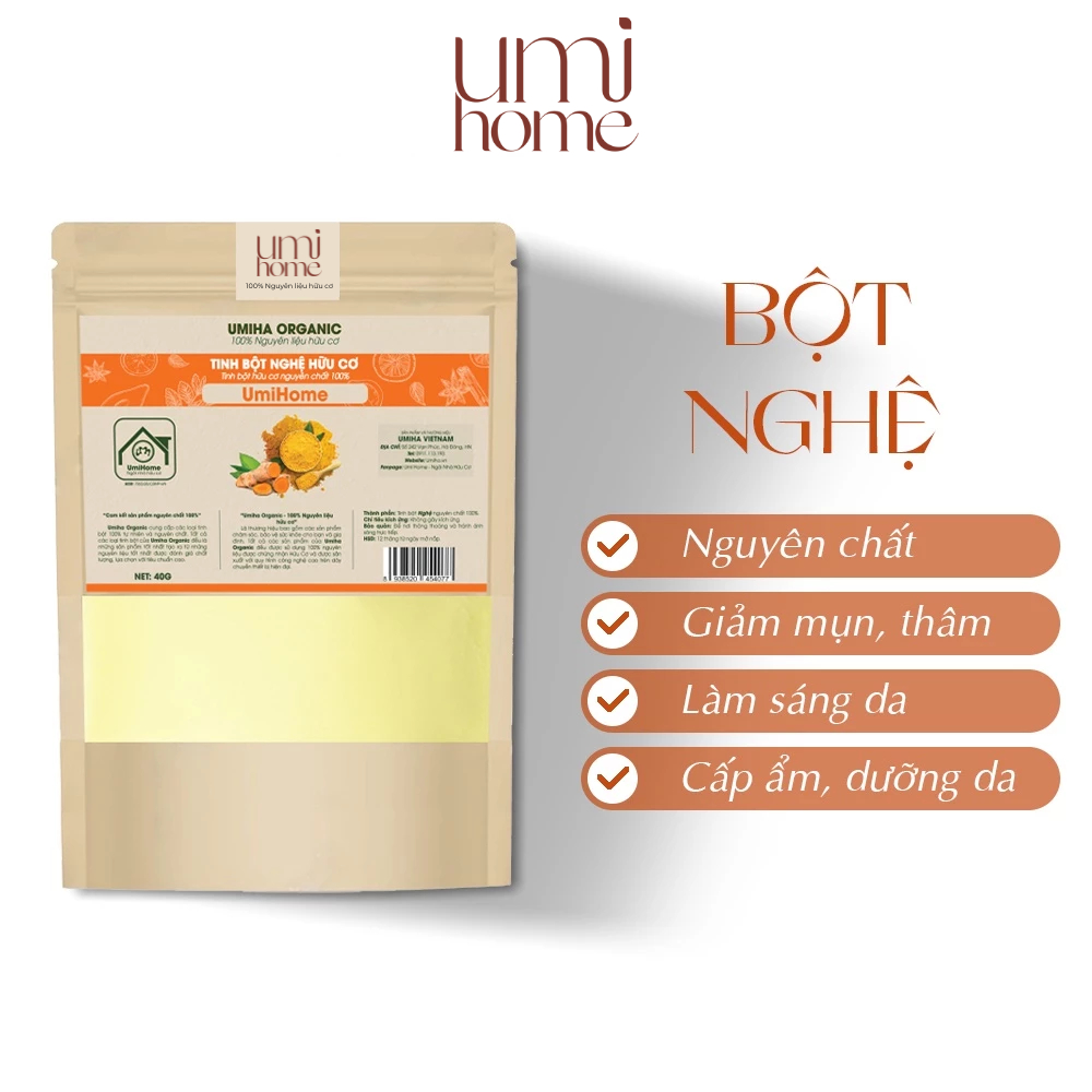 Ảnh Bột Nghệ nguyên chất UMIHOME hữu cơ 40g đắp mặt nạ làm sạch mụn hiệu quả 1