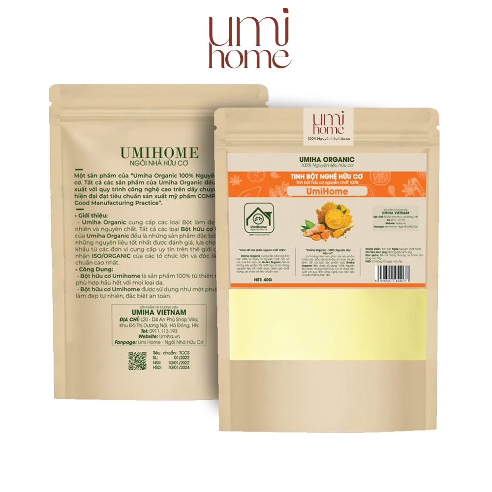 Ảnh Bột Nghệ nguyên chất UMIHOME hữu cơ 40g đắp mặt nạ làm sạch mụn hiệu quả 2