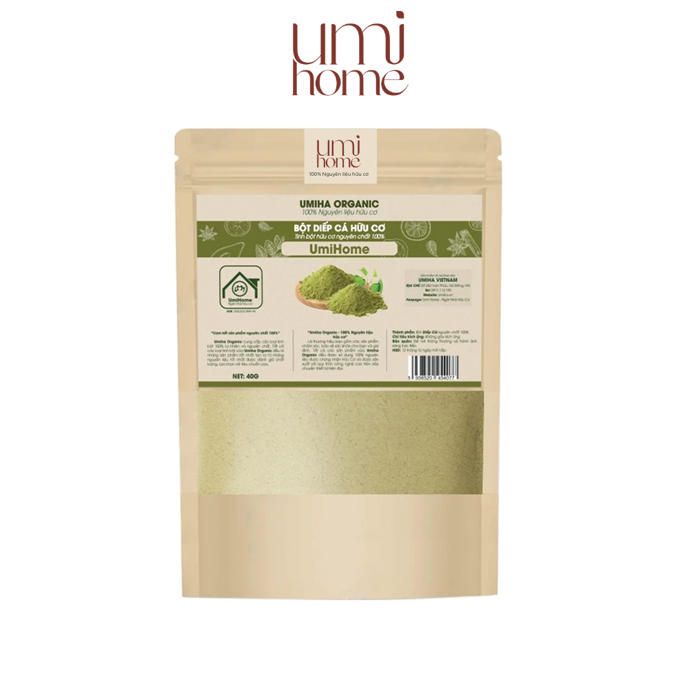 Ảnh Bột Diếp Cá hữu cơ UMIHOME nguyên chất 40g dùng đắp mặt nạ đắp mặt ngừa mụn, dưỡng da trắng mịn và mờ thâm hiệu 3