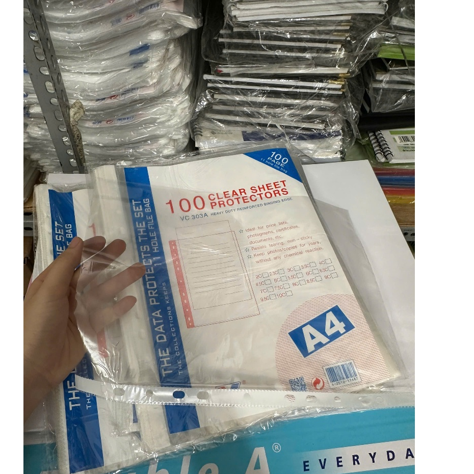 Xấp 100 Tờ Bìa Lá Lỗ Vĩnh Cường A4 400g (File lỗ) 11 lỗ đựng hồ sơ ...